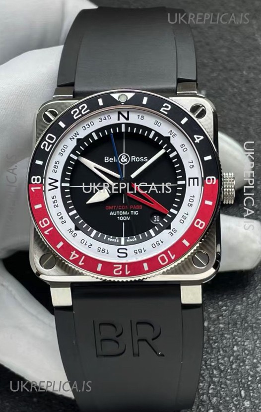 Bell and Ross BR03 GMT Compass Red/Black Bezel Swiss Replica Watch 