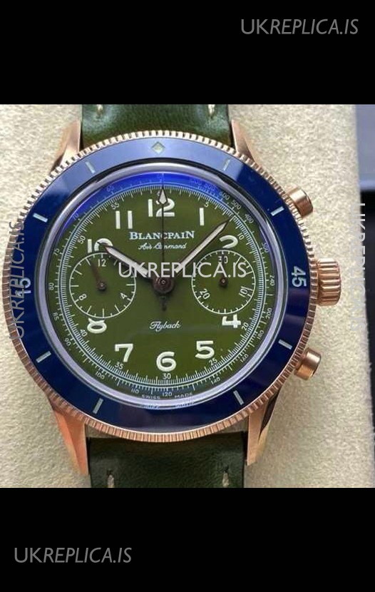 Blancpain Air Command Rose Gold Casing Blue Bezel Super Clone Watch 