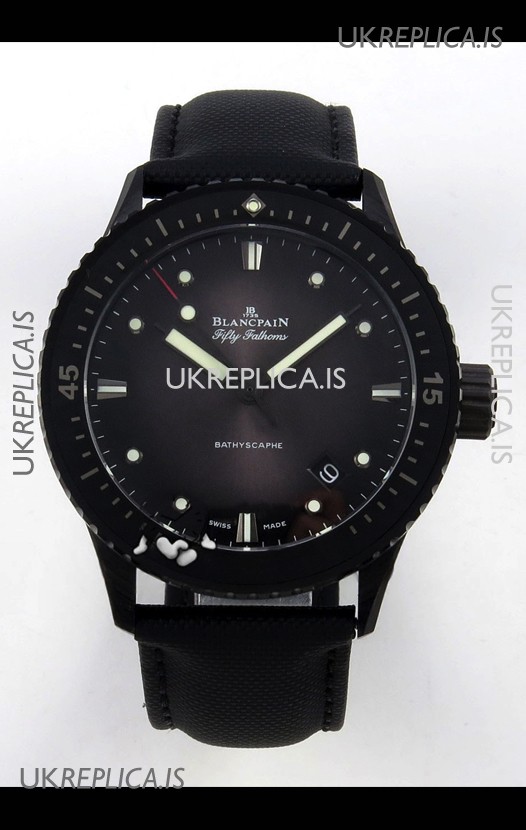 Blancpain Fifty Fathoms Ceramic Case Leather Strap Grey Dial Super Clone Watch 