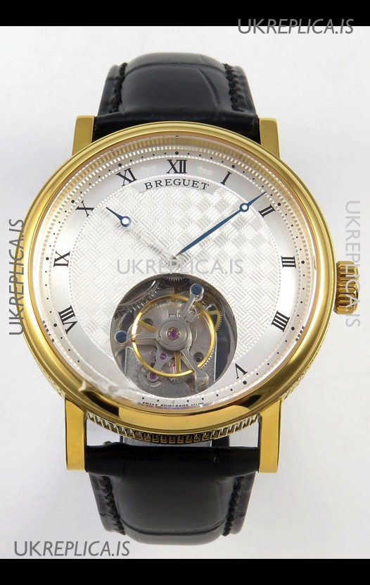 Breguet Classique Tourbillon Yellow Gold Roman Dial Super Clone Watch 