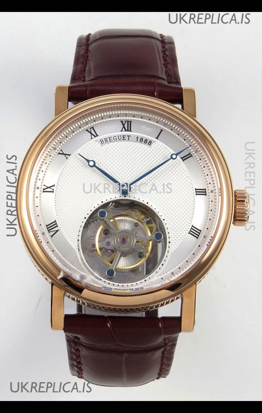 Breguet Classique Tourbillon Rose Gold Roman Dial Super Clone Watch 