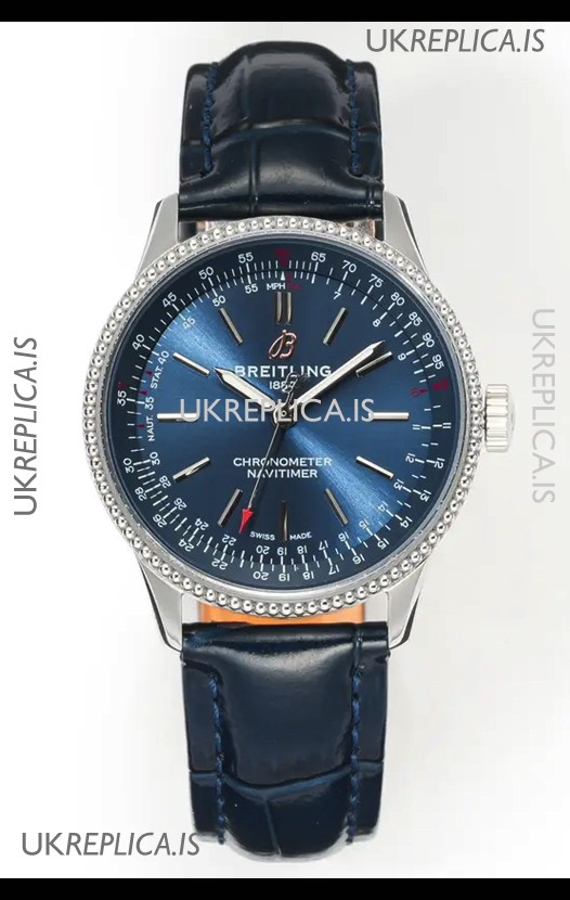 Navitimer Automatic 36 Navy Blue Dial Steel Casing Super Clone Watch 