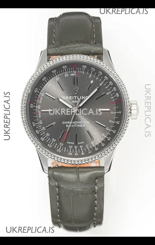 Navitimer Automatic 36 Grey Dial Steel Casing Super Clone Watch 