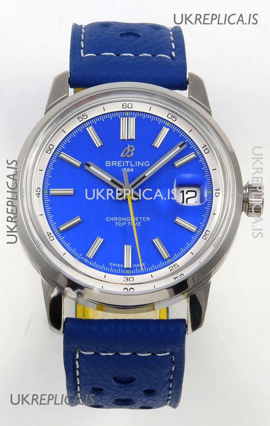 Top Time B31 38mm Blue Dial Yellow Seconds Hands Super Clone Watch 