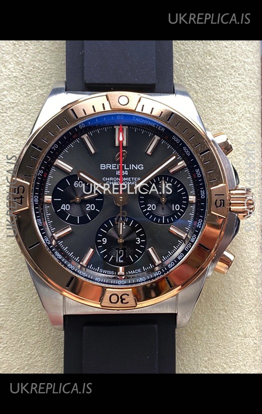 Breitling Chronomat B01 42 Grey Dial Two Tone Rubber Strap Super Clone Watch 