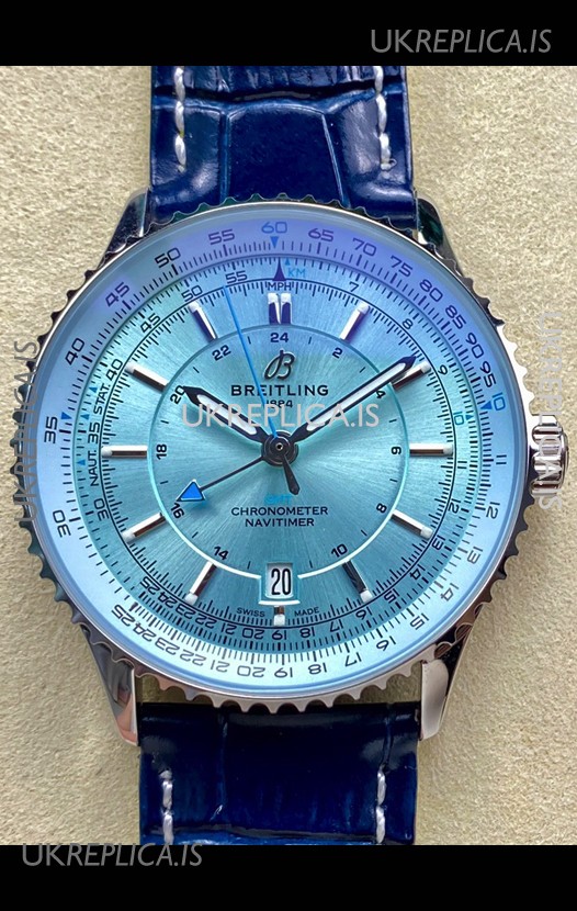 Breitling Navitimer 01 GMT Ice Blue Dial Swiss Replica Watch 