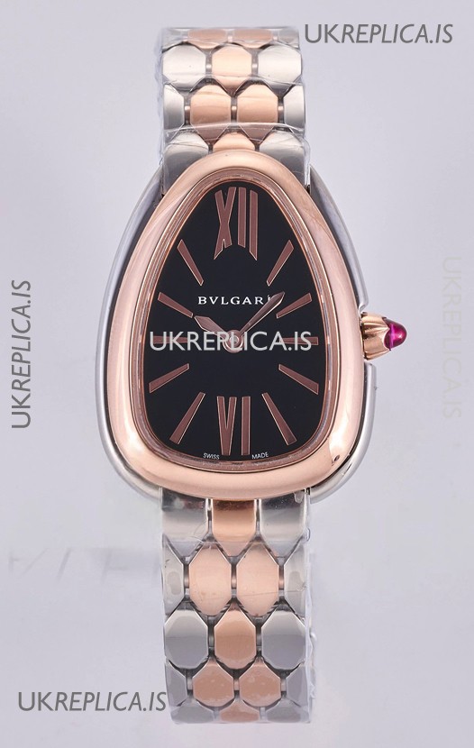 Serpenti Seduttori Black Dial Two Tone Rose Gold Casing Super Clone Watch