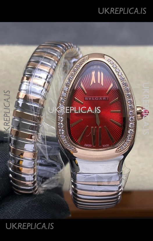 Serpenti Two Tone Red Dial Super Clone Watch
