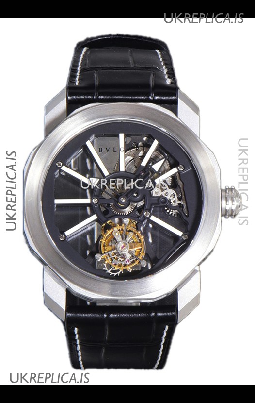Bvlgari Octo Roma Titanium Watch in White Hour Markers Super Clone Watch 