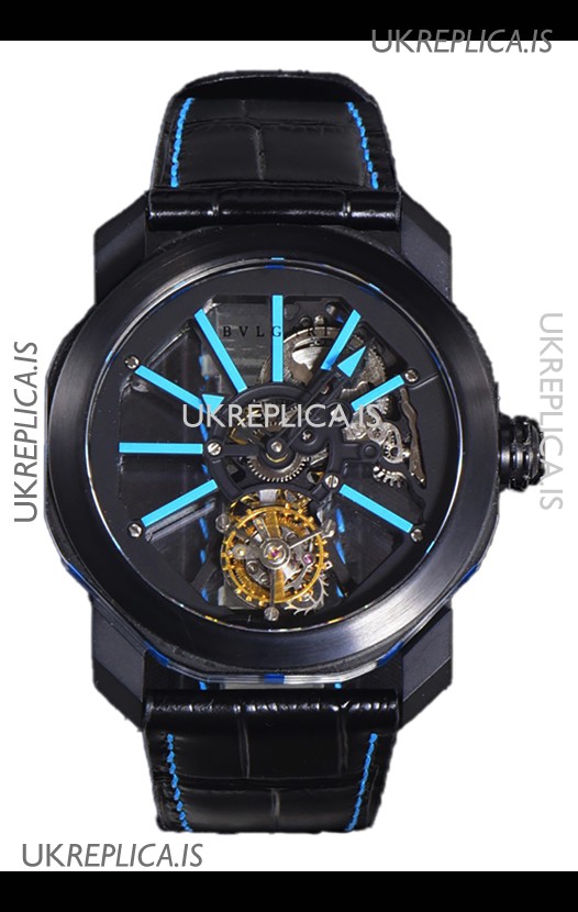 Bvlgari Octo Roma PVD Titanium Watch in Blue Hour Markers Super Clone Watch 