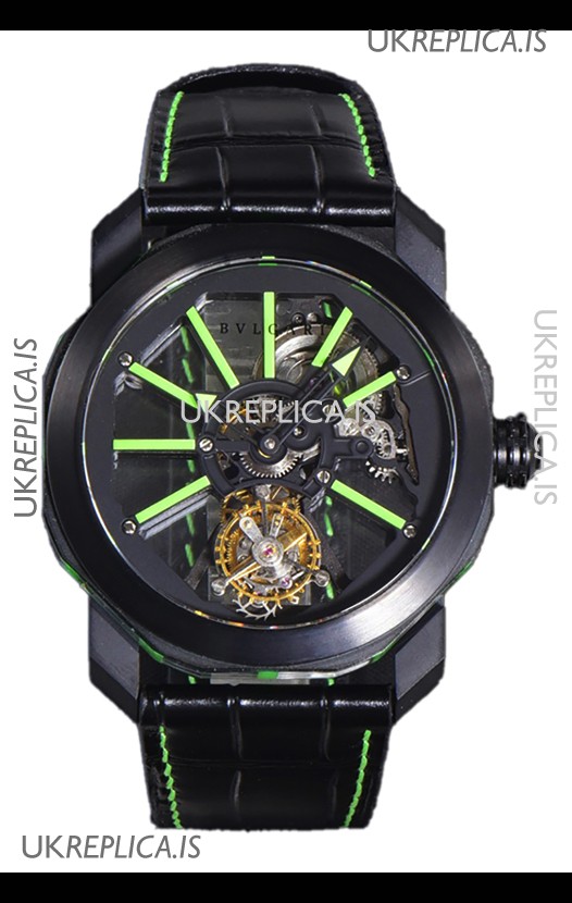 Bvlgari Octo Roma PVD Titanium Watch in Green Hour Markers Super Clone Watch 