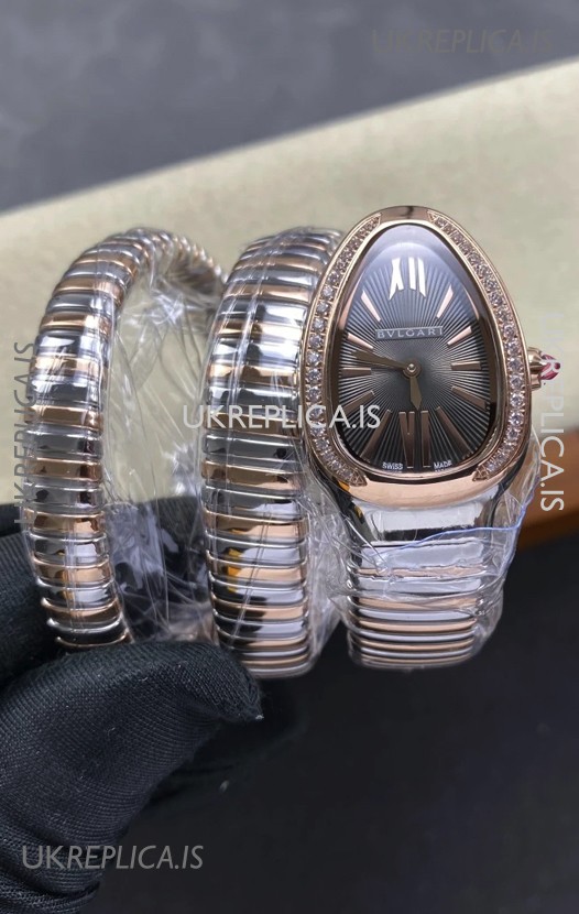 Serpenti Tubogas Double Spiral Grey Dial Two Tone Super Clone Watch 