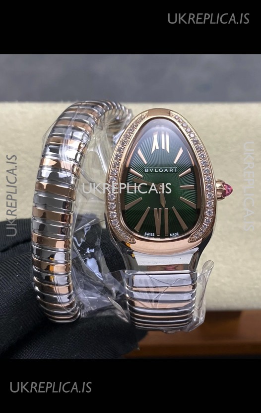 Serpenti Two Tone Green Dial Super Clone Replica Watch
