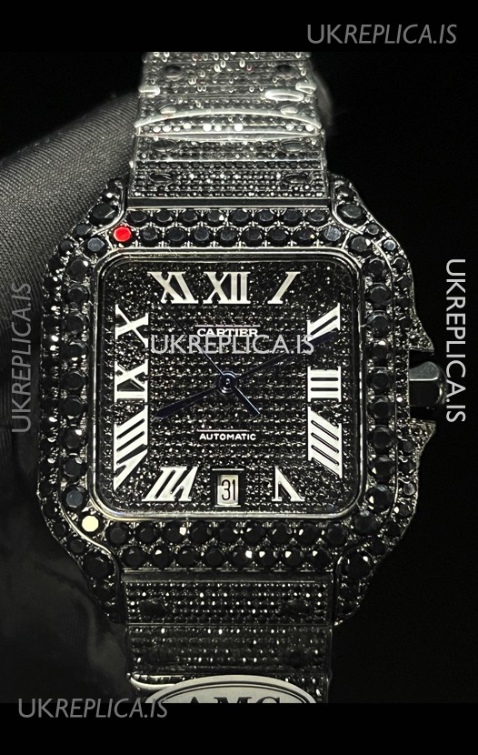 Cartier "Santos De Cartier" Black moissanite 40MM Super Clone Watch 