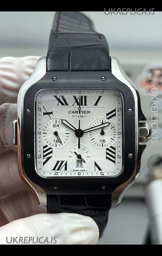 Cartier Santos XL DLC Coating White Dial 43MM Swiss Replica Watch 