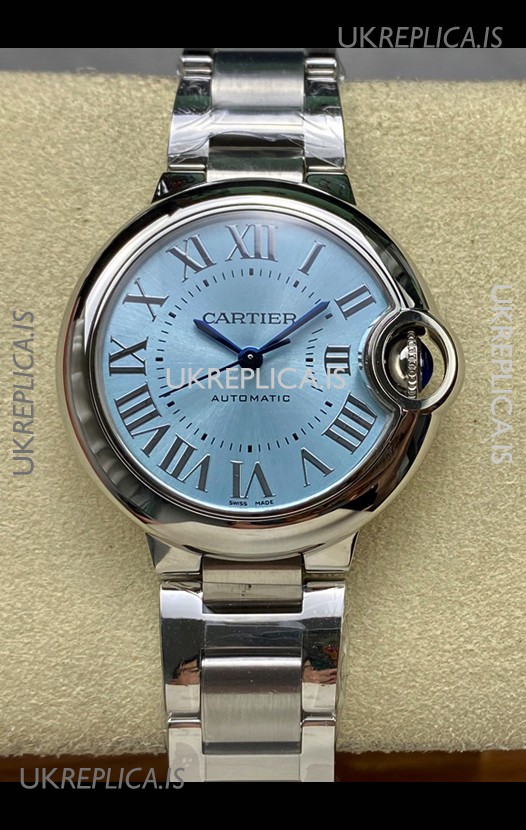 Ballon De Cartier Automatic Ice Blue 36MM Dial Super Clone Watch 