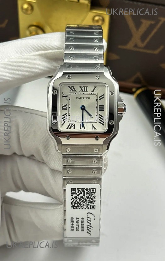Cartier Santos Swiss Quartz 27MM Steel Dial Super Clone Watch