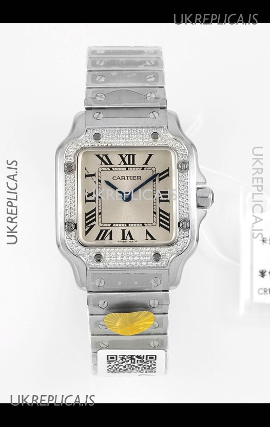Cartier Santos Swiss Quartz 27MM Steel Dial Super Clone Watch