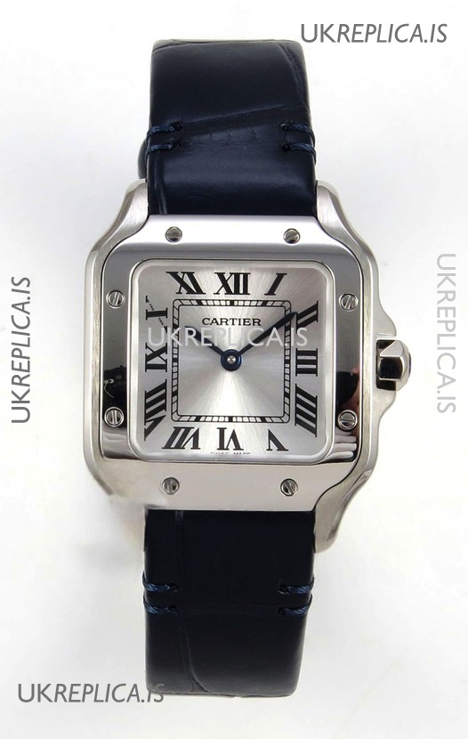 Cartier Santos Swiss Quartz 27MM Steel Leather Strap Super Clone Watch