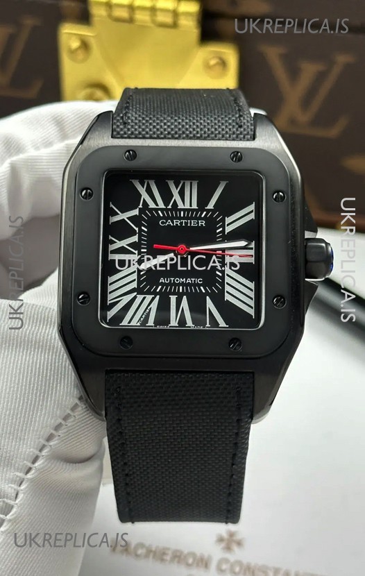 Santos De Cartier in Black Dial PVD MLF Coating Super Clone Watch