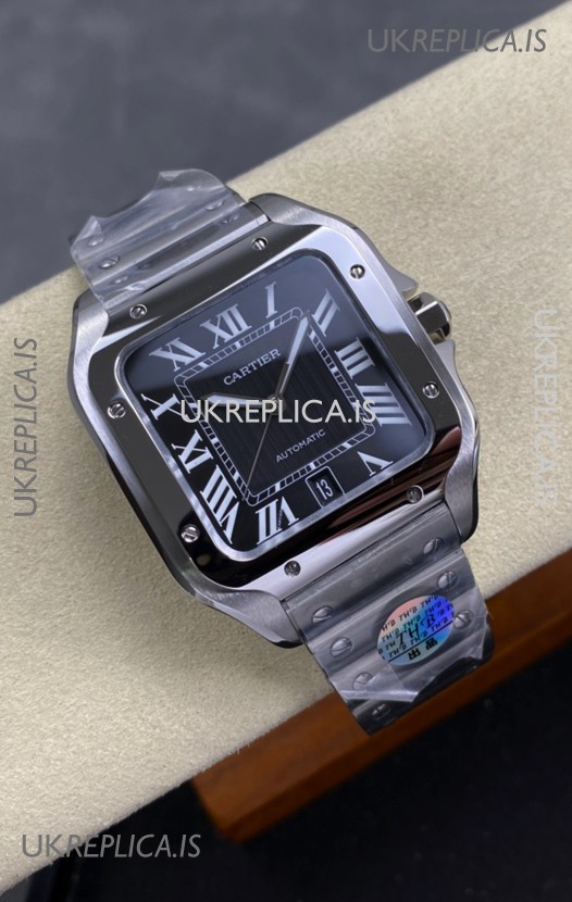 Cartier Santos De Cartier 904L Steel Black Dial Super Clone Replica 40MM Watch