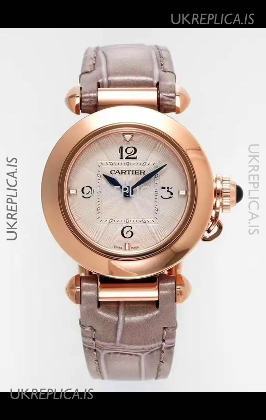 Pasha De Cartier Rose Gold Casing Watch 30MM Super Clone Watch 