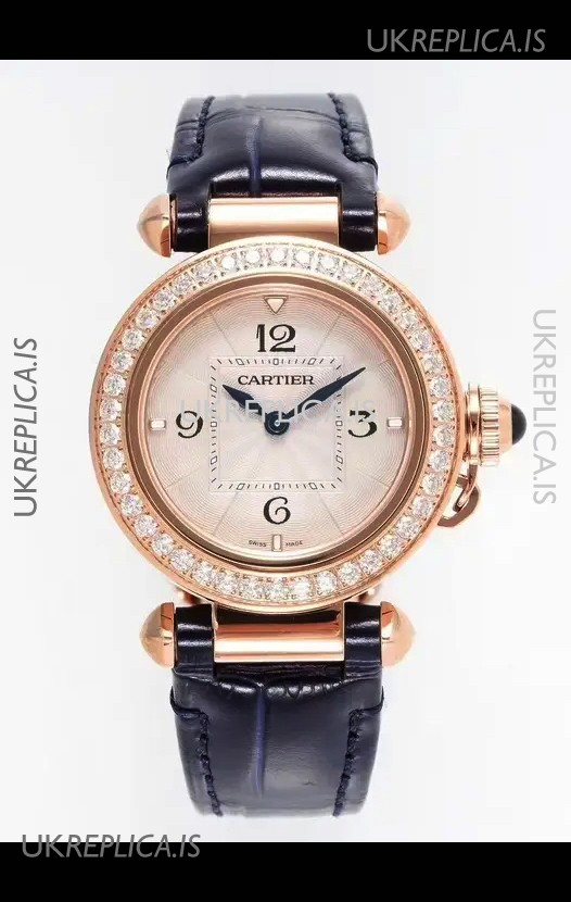 Pasha De Cartier Rose Gold Casing Watch 30MM Super Clone Watch 