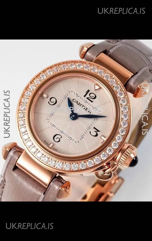 Pasha De Cartier Rose Gold Casing Watch 30MM Super Clone Watch 