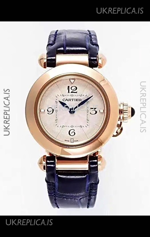 Pasha De Cartier Rose Gold Casing Watch 30MM Super Clone Watch 