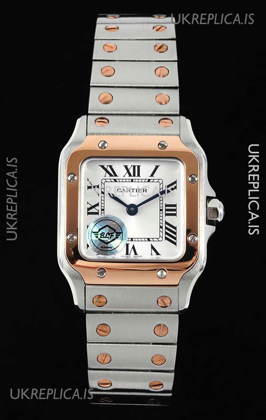 Cartier Santos Swiss Quartz 27MM Two Tone Super Clone Watch
