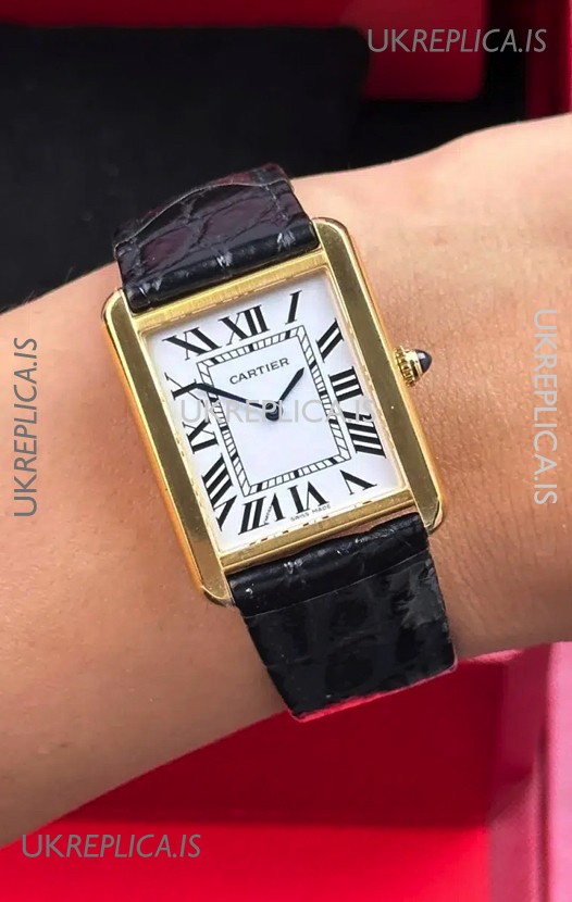 Cartier Tank Solo 27mm Yellow Gold Swiss Quartz Super Clone Watch 