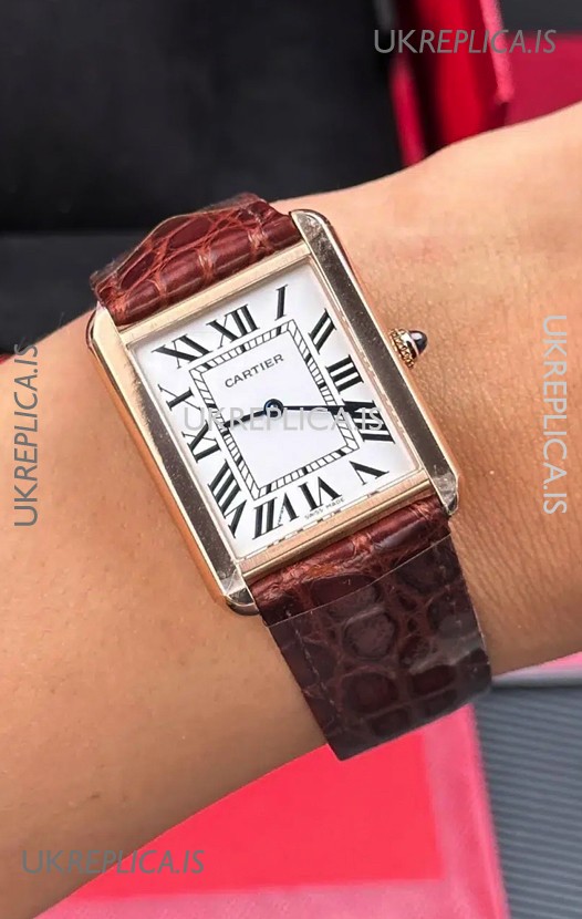 Cartier Tank Solo 27mm Rose Gold Swiss Quartz Super Clone Watch 