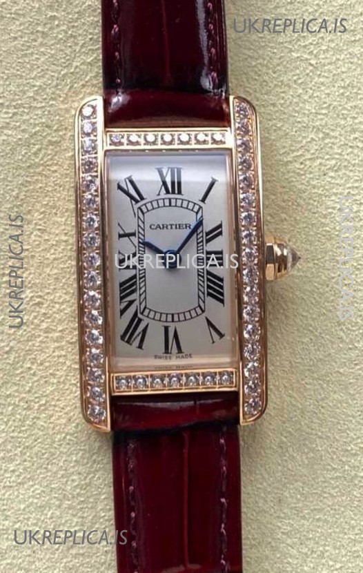 Cartier Tank Americaine Swiss Quartz 19mm Rose Gold Swiss Replica Watch 