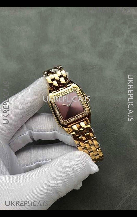 PANTHERE de Cartier 27MM Red Dial Diamonds Super Clone Watch 
