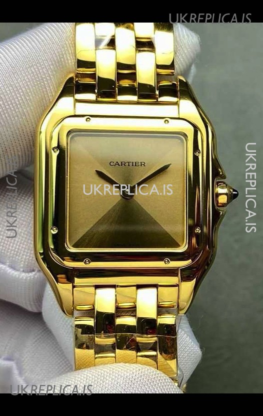 PANTHERE de Cartier 27MM Gold Dial Super Clone Watch 