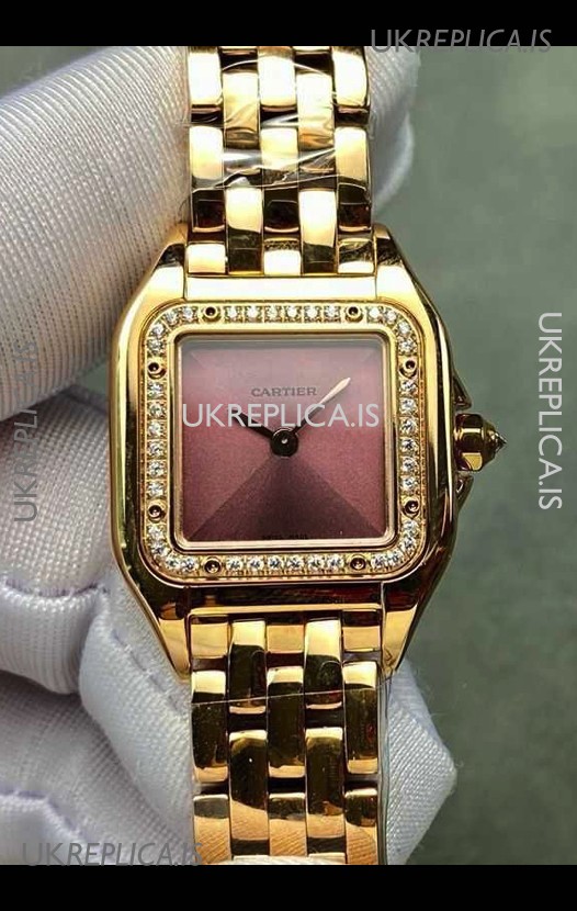 PANTHERE de Cartier 22MM Red Dial Diamonds Super Clone Watch 