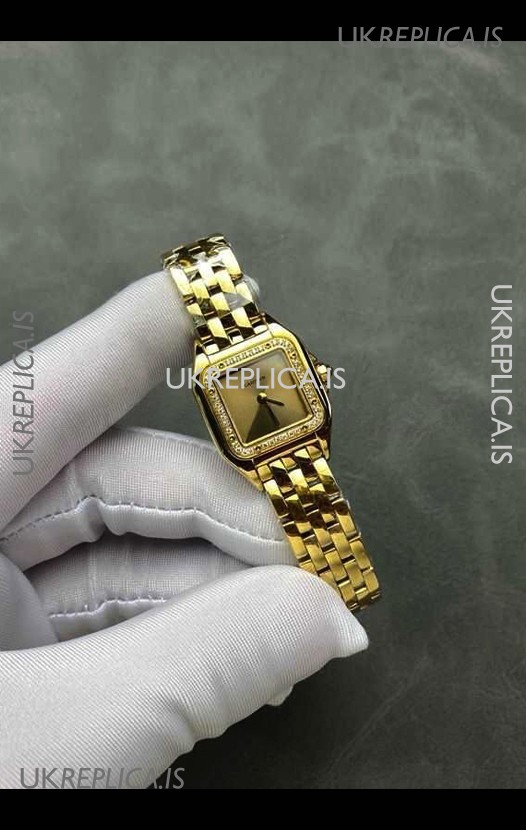 PANTHERE de Cartier 22MM Gold Dial Diamonds Super Clone Watch 