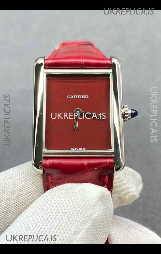 Cartier Tank Louis 25MM Swiss Quartz Red Dial Watch 