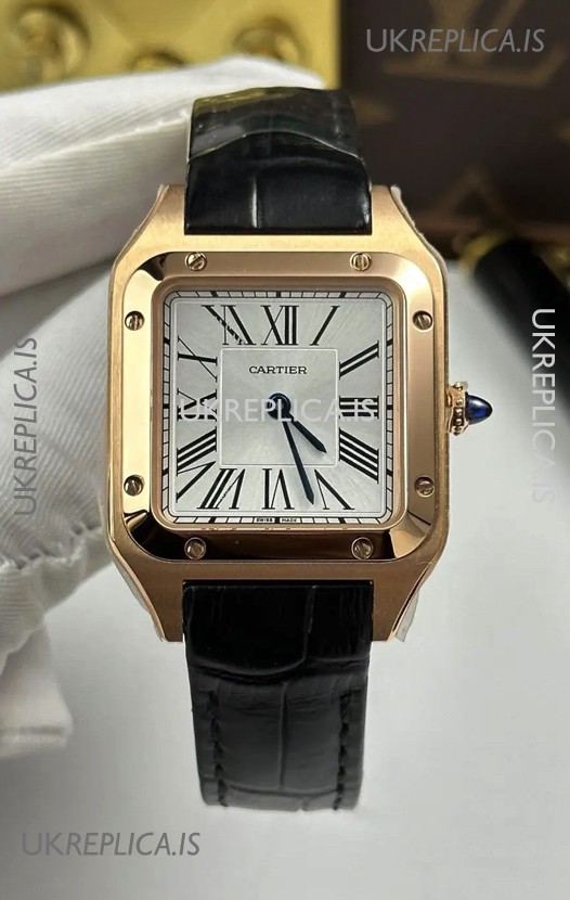Cartier Santos Dumont in Rose Gold Casing 27MM Super Clone Watch 