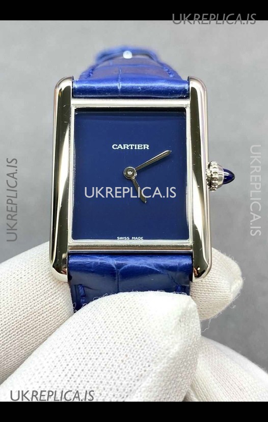 Cartier Tank Louis 25MM Swiss Quartz Blue Dial Watch 