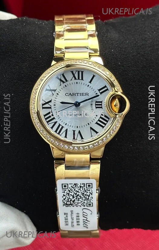 Ballon De Cartier Automatic 33MM Yellow Gold Super Clone Watch 