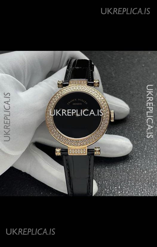 Franck Muller Double Mystery Swiss Quartz Watch in Gold Diamonds Casing