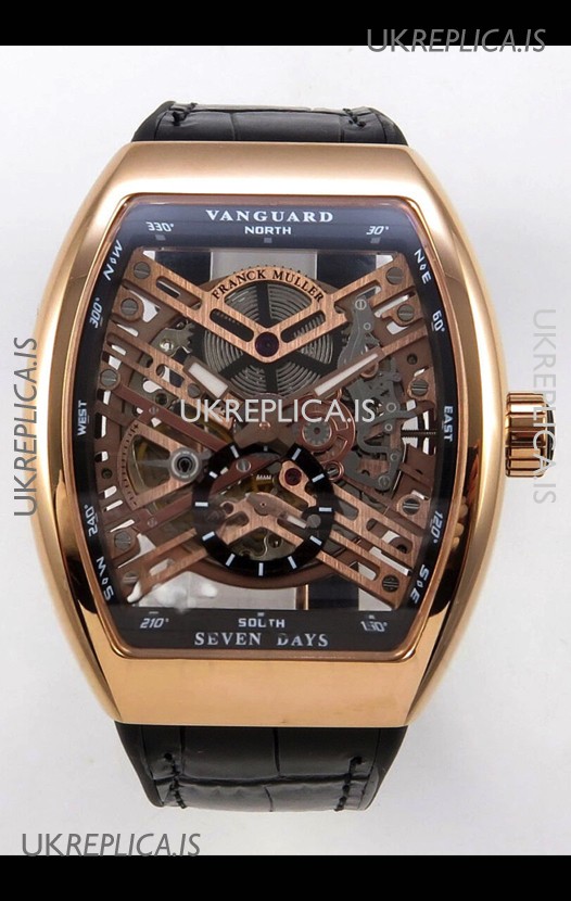 Franck Muller V45 Tourbillon Skeleton Rose Gold Super Clone Watch 
