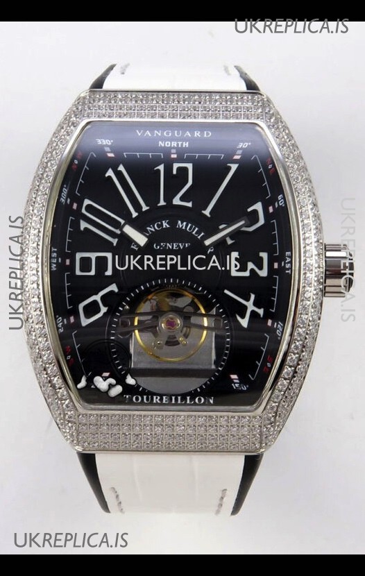 Franck Muller V45 Tourbillon Stainless Steel Diamonds Super Clone Watch 