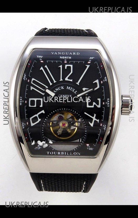 Franck Muller V45 Tourbillon Stainless Steel Diamonds Nylon Strap Super Clone Watch 