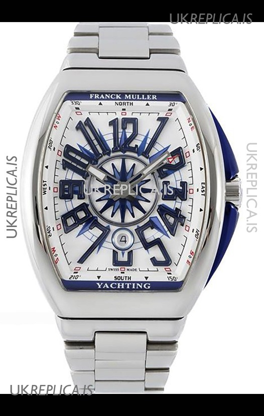 Franck Muller Vanguard Yachting V45 Stainless Steel White Dial Swiss Replica Watch