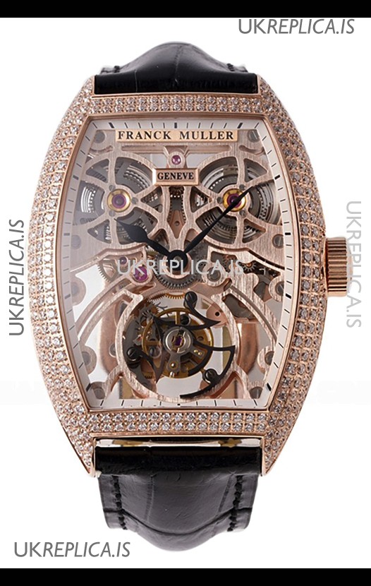 Franck Muller Fast Tourbillon Rose Gold Diamonds Super Clone Watch 