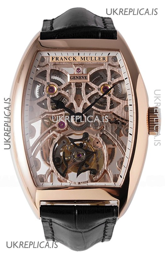 Franck Muller Fast Tourbillon Rose Gold Black Strap Super Clone Watch 