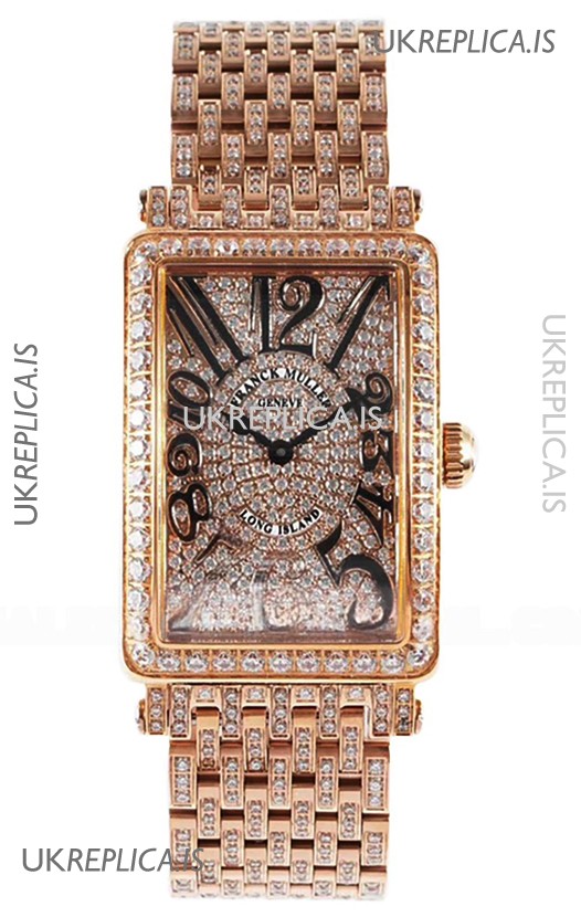 Franck Muller Long Island Rose Gold Diamonds Swiss Replica Watch 