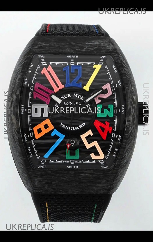Franck Muller Super Clone Vanguard V45 Racing Carbon Watch in Nylon Strap